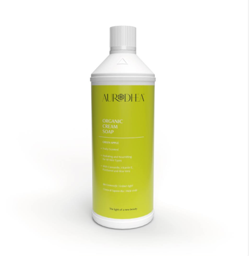 SAVON LIQUIDE À LA POMME VERTE - Enrichie en Camomille, Vitamine E, Panthénol et Aloe vera